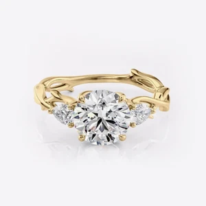 18k Solid Yellow Gold Engagement Ring 1.90 Ct Round Cut IGI Lab Created Diamond - Picture 1 of 15