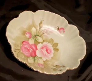 Lefton Hand Painted Pink Rose Gold Trim #1860 Trinket Candy Dish - Picture 1 of 5