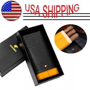 Cedar Wood Lined Cigar Travel Case Cigar Humidor Case Leather Cigar Tube Gift - Picture 1 of 10