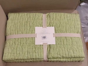 NEW Pottery Barn Kids Linen Cotton Toddler Crib Quilt Baby Green 38”x52” - Picture 1 of 4