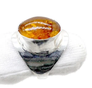 Baltic Amber Ring 925 Sterling Silver Gemstone Ring All Size Jewelry Ring - Picture 1 of 4