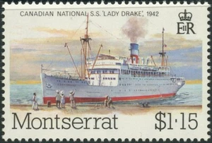Montserrat #541 SS Lady Drake marca de agua lateral barco tópico 1984 como nuevo casi nuevo - Imagen 1 de 2