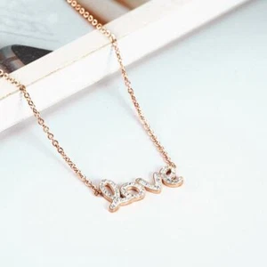 DISEÑADOR AMOR ESTRÁS-Dije Colgante Acero Inoxidable Robo Mujeres Cadena Collar - Imagen 1 de 2