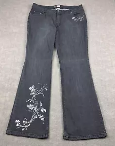 Faded Glory Stretch Jeans Damen ausgestellt Missy 16 schwarz Denim Blumen 36x32 Y2K - Bild 1 von 19
