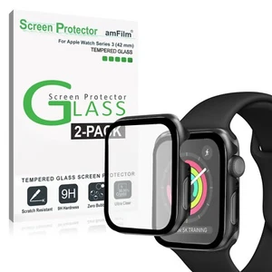 amFilm (2 PK) Case and Screen Protector for Apple Watch Series 3 (42mm - iWatch) - Picture 1 of 4