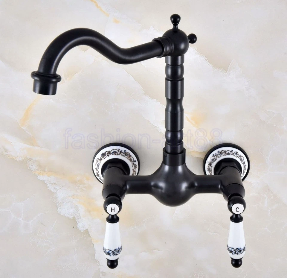 Black Oil Rubbed Brass Kitchen Bathroom Sink Faucet Tap - Wall Mount fnf863 - Image 1 of 4