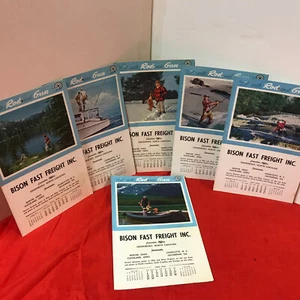 Sechs (6) 1957 Rod & Gun Monatskalender/Geschichten von Bison Trucking N.C - Bild 1 von 5