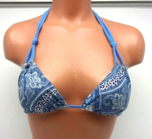 Sauvage California Bikini Top. Blue and white paisley print Small- Large 180L - Picture 1 of 2