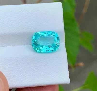 Certified Natural Paraiba Tourmaline 10.45 Ct Neon Blue Cushion Loose Gemstone - Image 1 of 4