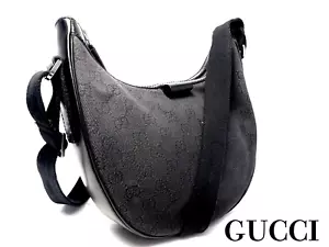 Gucci shoulder bag denim GG half moon black Authentic - Picture 1 of 21