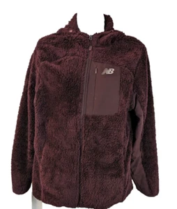 New Balance, Women's Sherpa Hooded Jacket, ruby red, Size M - Picture 1 of 3