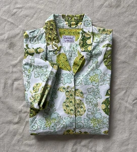 Chemise vintage années 50 60 Aladdin Genie col bouclé tout coton motif fruits taille 12 - Photo 1/10