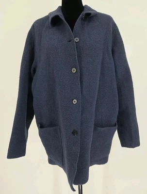 Jaqueta Lands End Feminina 22W Azul 100% Lã Cardigã Blazer Casaco Cabincore - Imagem 1 de 4