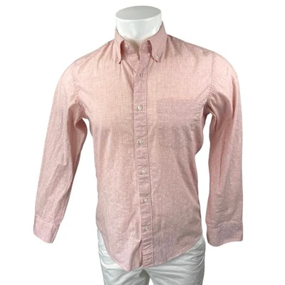 J.Crew Men's Orange Polka Dot Long Sleeve Button Down Slim Untucked Shirt Top S - Image 1 of 4