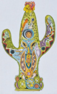 Needlepoint Handpainted Danji Cactus w/ Stitch Guide 7x12 - Image 1 of 4