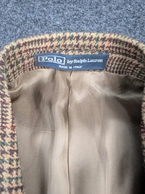 Blazer Polo Ralph Lauren Lana Angora 44R Marrón Glen Cuadros Príncipe Gales Italia De Colección Foto 1 de 4