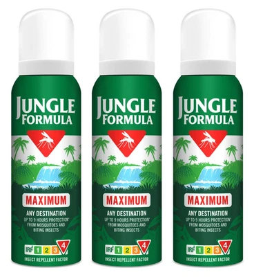 3 x Jungle Formula MAX Strength Insect Repellent Aerosol Spray 125ml 50% DEET UK - Image 1 of 4