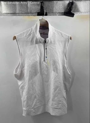 Robert Graham Mens White Sleeveless 1/4 Zip Pullover Jacket Vest Size Large - Image 1 of 4