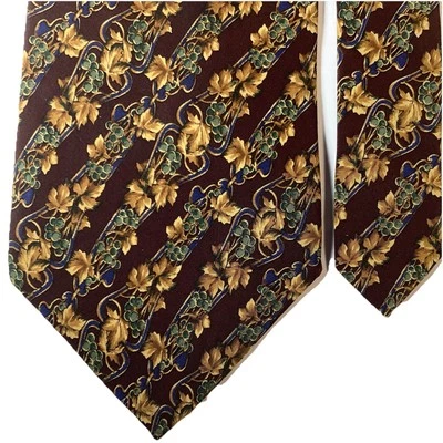 Corbata de cuello de seda para hombre Museo Metropolitano de Arte MOMA ornamentada follaje granate dorado usada en excelente estado Foto 1 de 4