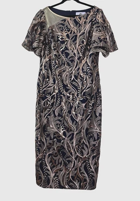 Vestido JS Collections para mujer 16 lentejuelas oro rosa azul marino midi formal cóctel glamour Foto 1 de 4