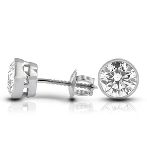 3/4 Carat G VS2 Round Cut Natural Certified Diamonds 14k Gold Classic Earrings - Picture 1 of 5