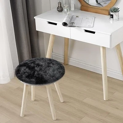 Tie Dye Black Round Rugs Small 2x2 ft Fluffy Circle Rug Furry Carpet Shaggy  - Image 1 of 4