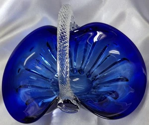 70er Jahre Ära^^Vintage Braut Glas Korb^^Kobaltblau/Kristall^^ - Bild 1 von 4