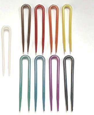 Palo de pelo moño escoge mujer vintage pequeño doble diente hecho en Francia Foto 1 de 3