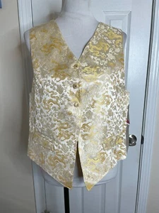 Karen Kane Womens Gold/Cream Silk Blend Dragon Print VEST Size XL NEW $108 - Picture 1 of 11