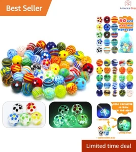40pcs Glass Marbles for Kids - Assorted Colors & Glow in the Dark - Marble Games - Picture 1 of 9