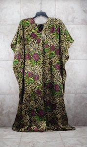 Ashro Caftan Extra Long Floor Length House Dress Oversized Nightgown V Neck VTG - Picture 1 of 5
