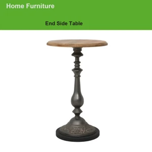 40 cm Wood Round End Table Side Table Couch Sofa Table Bedside Table Metal Legs - Picture 1 of 7