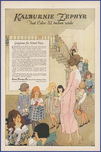 Anuncio impreso de tela de gingham Kalburnie Zephyr 1920 de colección arte efímero de los años 20 - Imagen 1 de 1