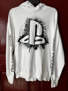 H&M White Play Station Graphic Long Sleeve Hooded Sweatshirt Youth Size 14 - Picture 1 of 10