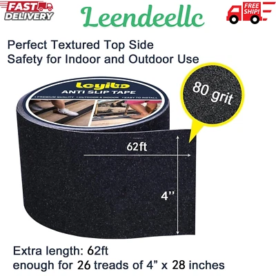 Cinta antideslizante, cinta de agarre de 4 pulgadas x 62 pies para escaleras exteriores/interiores, impermeable Foto 1 de 4