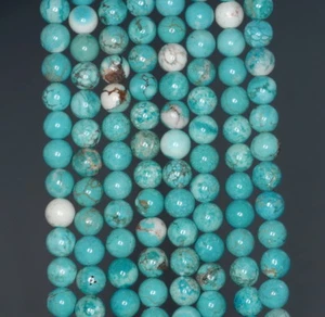6MM TURQUOISE HOWLITE GEMSTONE ROUND LOOSE BEADS 15.5" - Picture 1 of 4