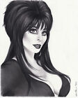 Elvira 8x10 Original Graphite Drawing Mistress of the Dark Horror Movies