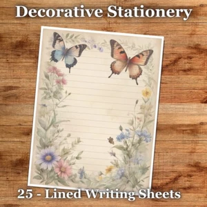 25 Sheets Letter Writing Paper | Antique Florals Stationery - #09 - Picture 1 of 1