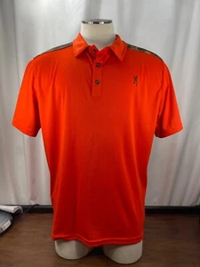 Browning Mens Polo Shirt Men’s LG Blaze Orange Trim Mossy Oak Hunting Shirt - Picture 1 of 7