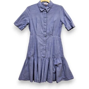 Calvin Klein Chambray Denim Shirt Dress Tiered Size 4 Boho Coastal - Picture 1 of 11