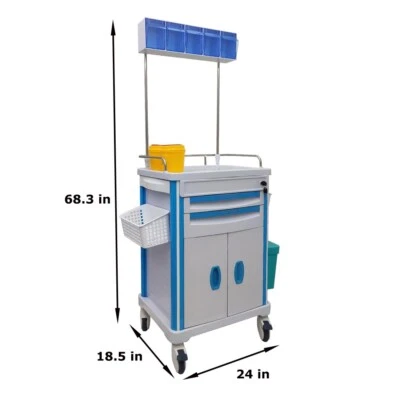 Carro de anestesia ABS con paquete de accesorios de lujo cajón farmacia médica Foto 1 de 4