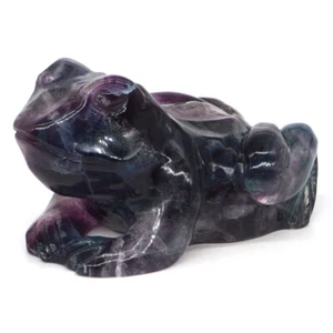 Estatuilla de animal artesanal de piedra curativa tallada cristal de fluorita natural rana de 3,8" #9 - Imagen 1 de 9