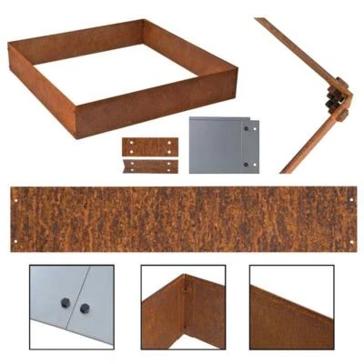 ESTEXO Edel-Rost Rasenkante Mähkante Hochbeet Beetumrandung Beeteinfassung 100 x 19 cm