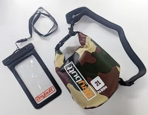 Drybutt Waterproof 2L Drybag AND Phonecase IPX8 Pouch Underwater Swim Camouflage - Picture 1 of 3