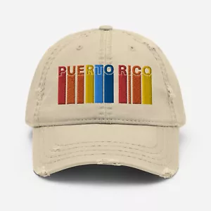 Puerto Rico Colorful Lines Distressed Hat - Picture 1 of 6