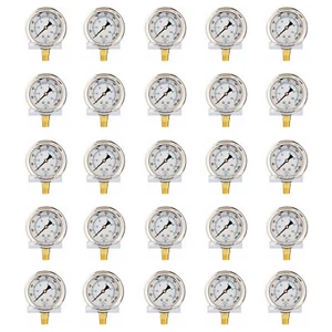 25 PACK LIQUID FILLED PRESSURE GAUGE 0-1,500 PSI 2.5" FACE, 1/4" NPT LOWER MOUNT - Picture 1 of 5