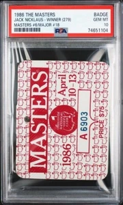 1986 the Masters-Badge Badge Jack Nicklaus-Winner Masters 6/Major 18 GEM MINT 10 - Picture 1 of 2