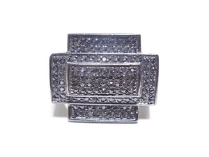Juego de puntas de circonita cúbica negra corte redondo plata .925 para hombre anillo negro de 16,6 g - Imagen 1 de 5
