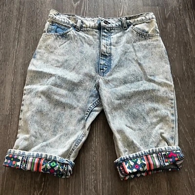 Pantalones Cortos de Jean Vintage Años 90 Para Mujer 14 1/2 Denim Puños Años 80 Hip Hop Foto 1 de 3