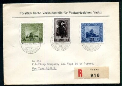 Liechtenstein #281-3 Zum #270-2 First Day Cover to NEW YORK ART Cat 125 - Image 1 of 3